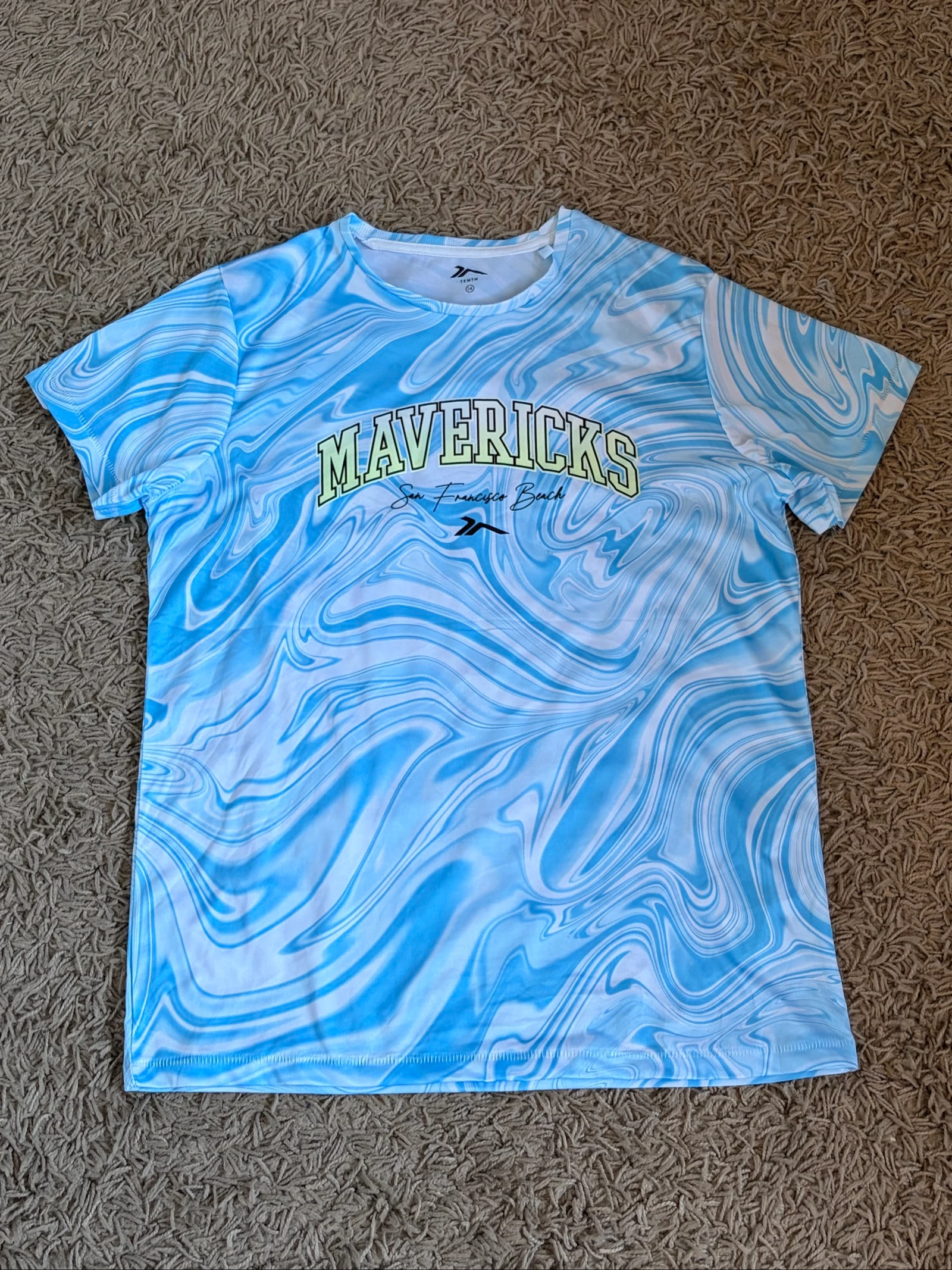 Camiseta ligera efecto mármol azul/blanco